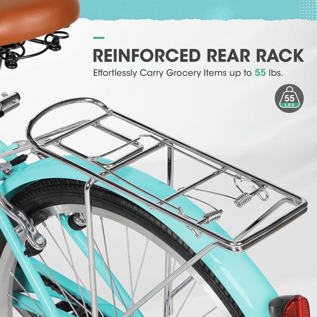 Outroad beach cruiser bicycle with rear rack or basket