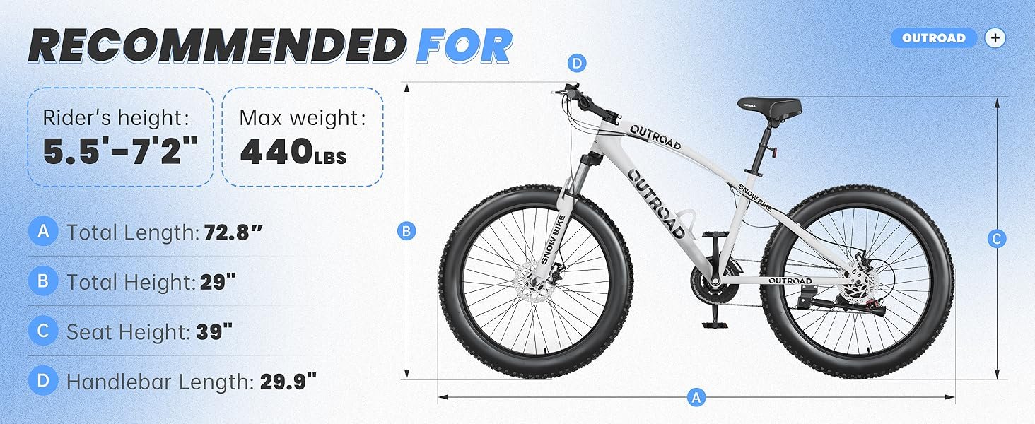 Outroad fat tire bike for havy riders