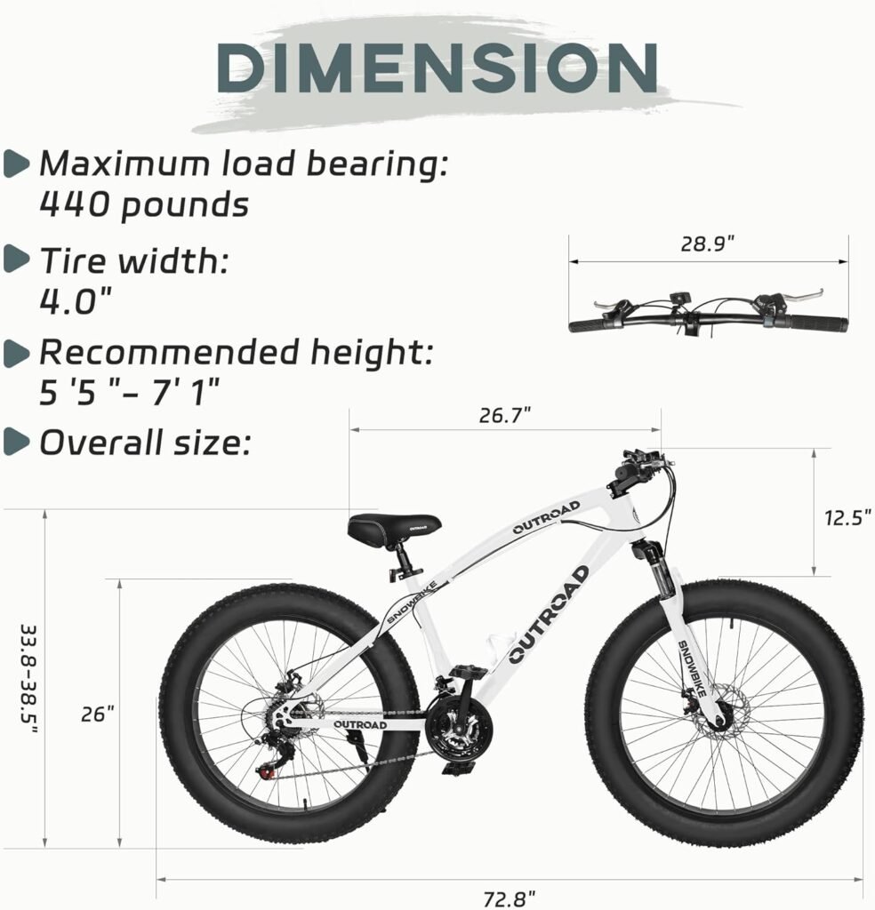 Outroad fat tire bike dimension