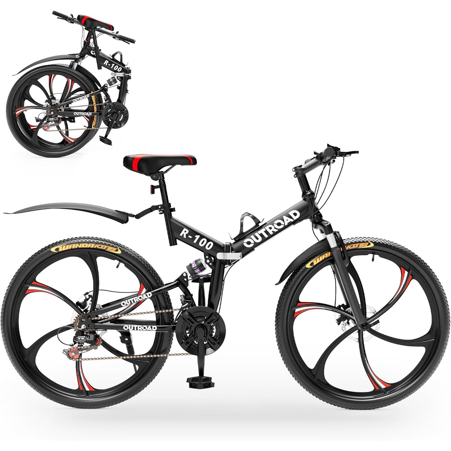 Outroad 26 Inch Folding Mountain Bike
