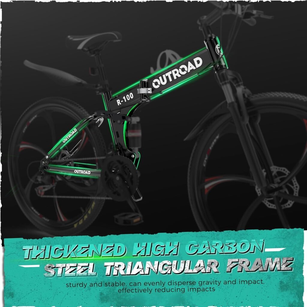 Outroad 26 Inch Folding Mountain Bike High-carbon steel