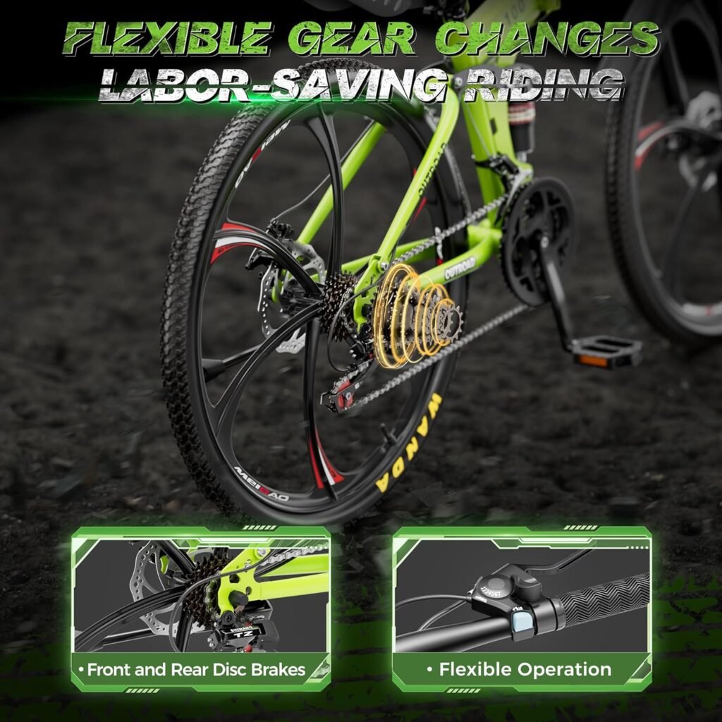 Outroad 26 Inch Folding Mountain Bike, 21 Speed