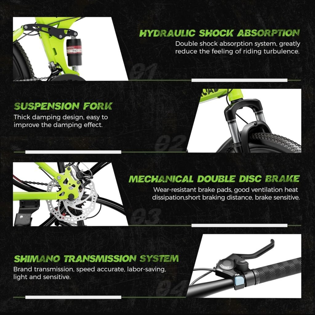 Outroad 26 Inch Folding Mountain Bike up to 300 lbs