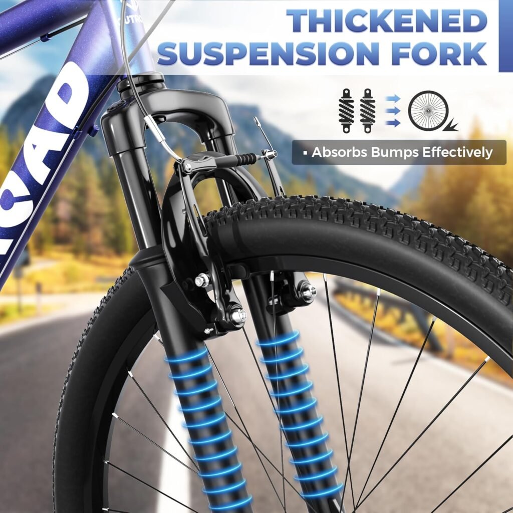 Outroad 26 inch mountain bike with front suspension and steel frame