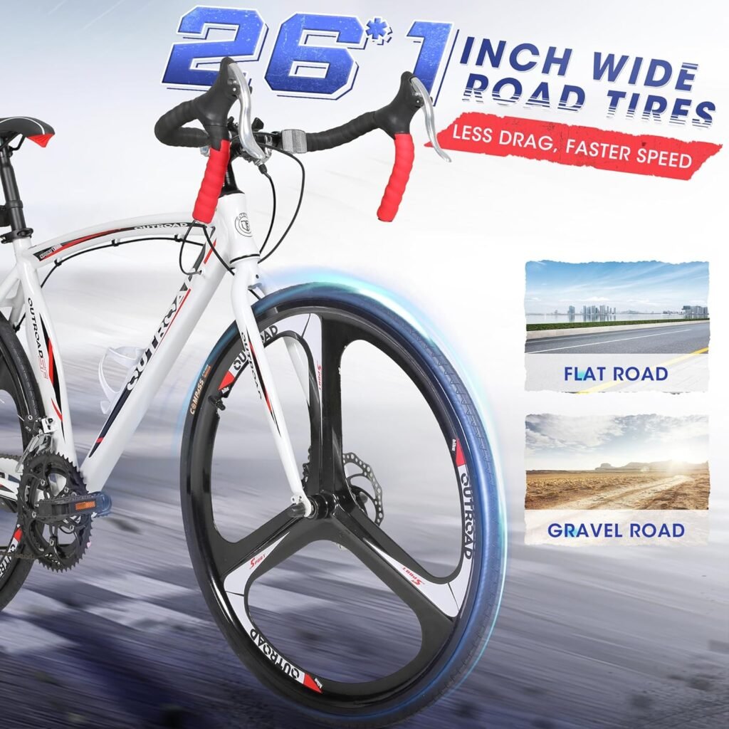 Outroad 700C road bike with multi speed drivetrain