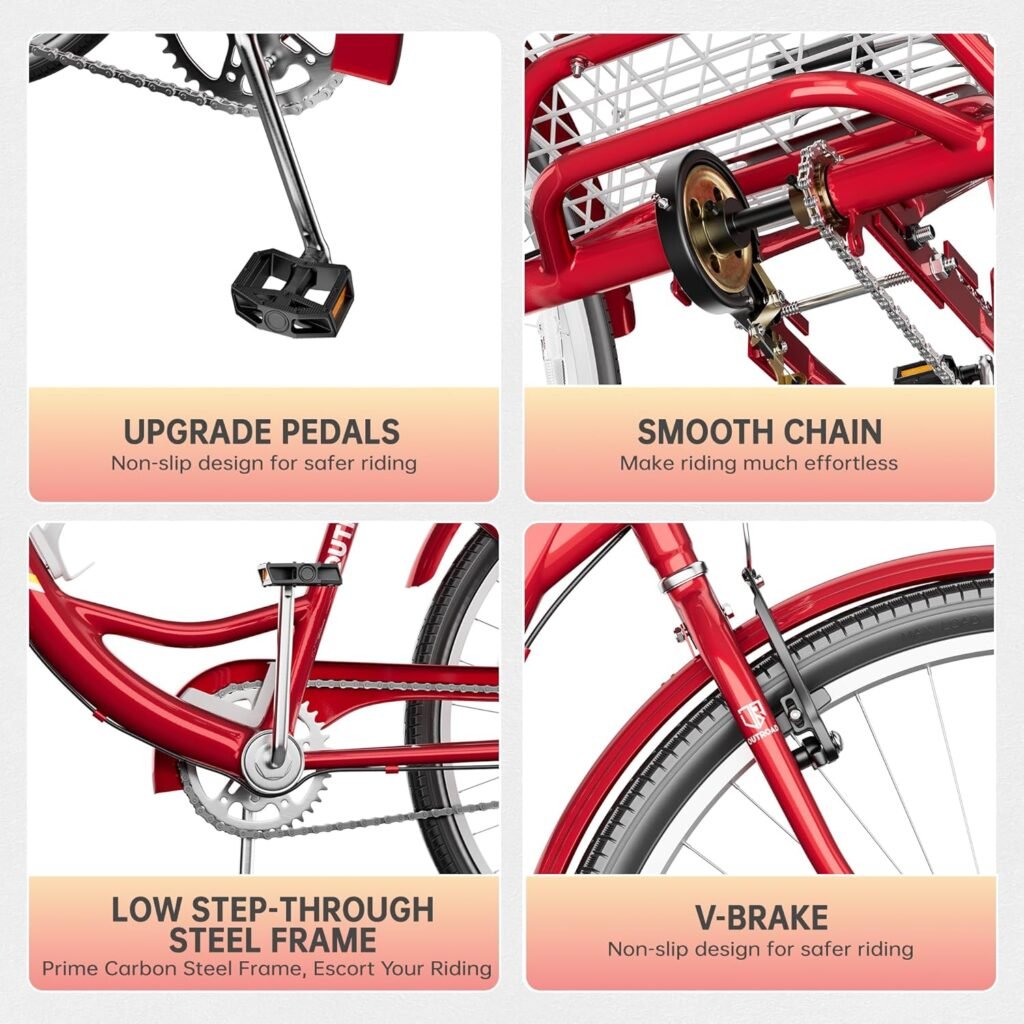 Outroad adult tricycle stable three wheel design